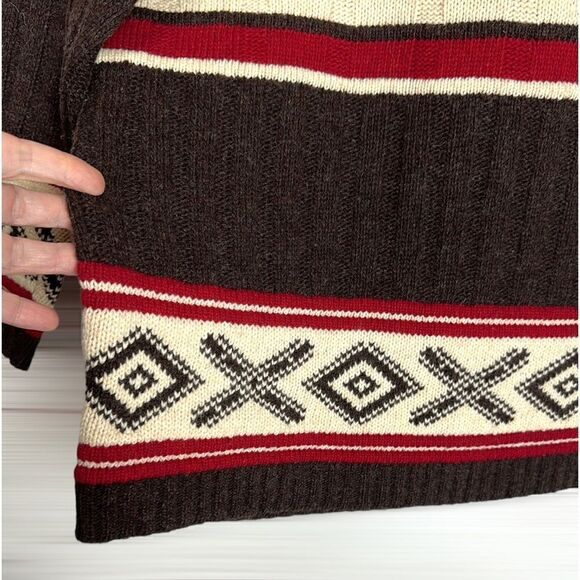 Pepe Jeans London Unisex Brown Wool Blend Collared Cable Knit Sweater M-L - Picture 8 of 14